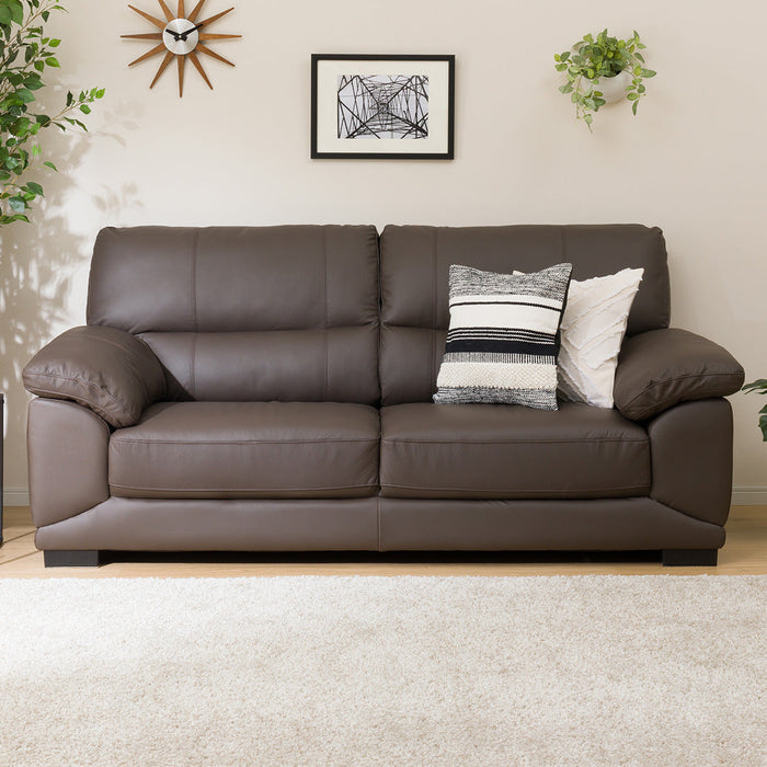 3 Seat Sofa Wall 3-KD Leather-C1 DBR