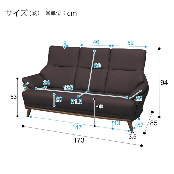 3 Seat Sofa N-Shield Kotei 3 DBR